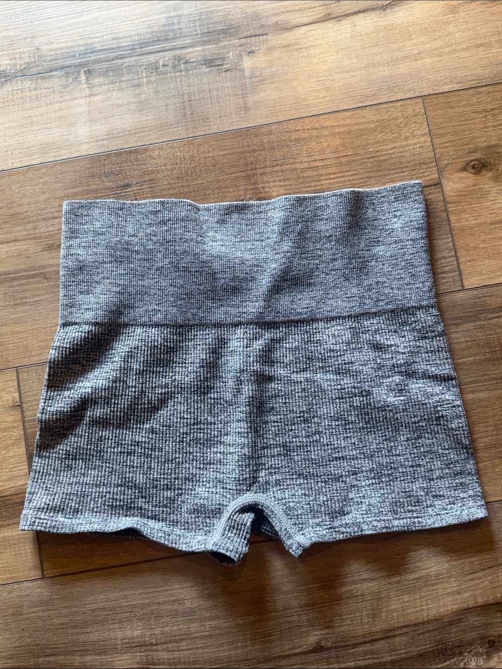 Colsie High-Waist Ribbed Shorts in Grey